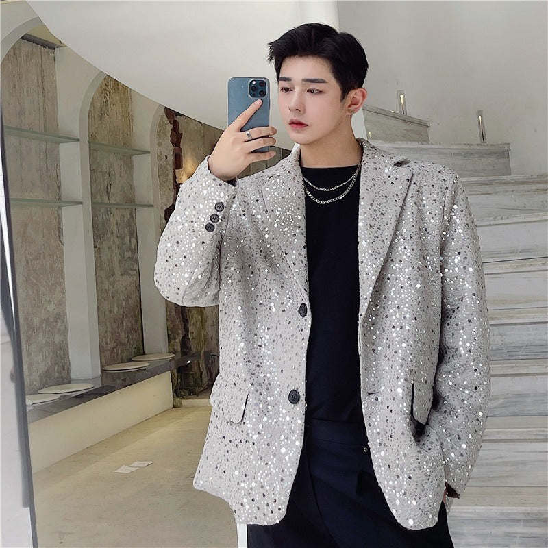 Personalized trendy design embroidered sequins decoration nightclubs thick suits