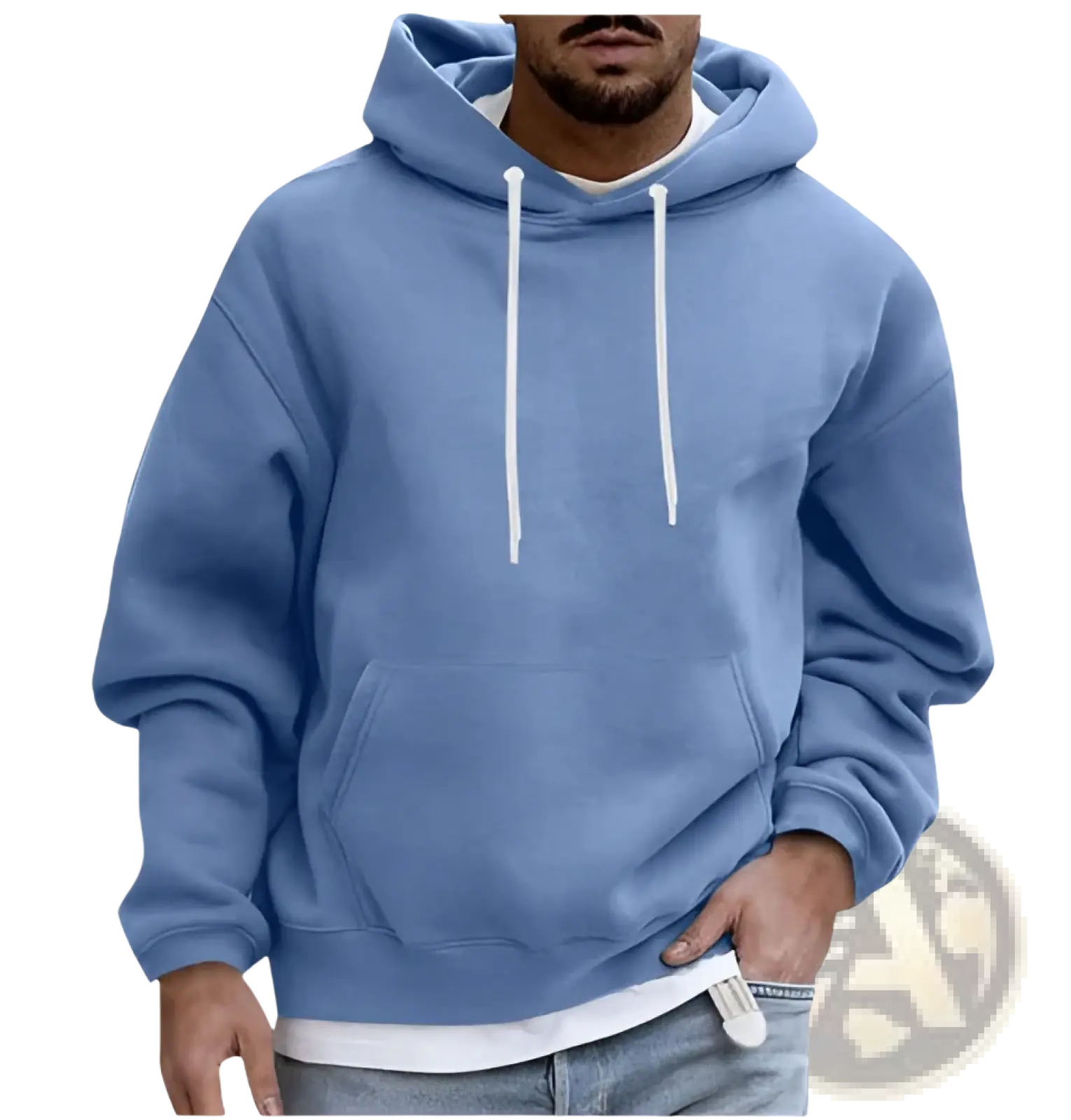 Men's Solid Drop Shoulder Pullover Hoodie