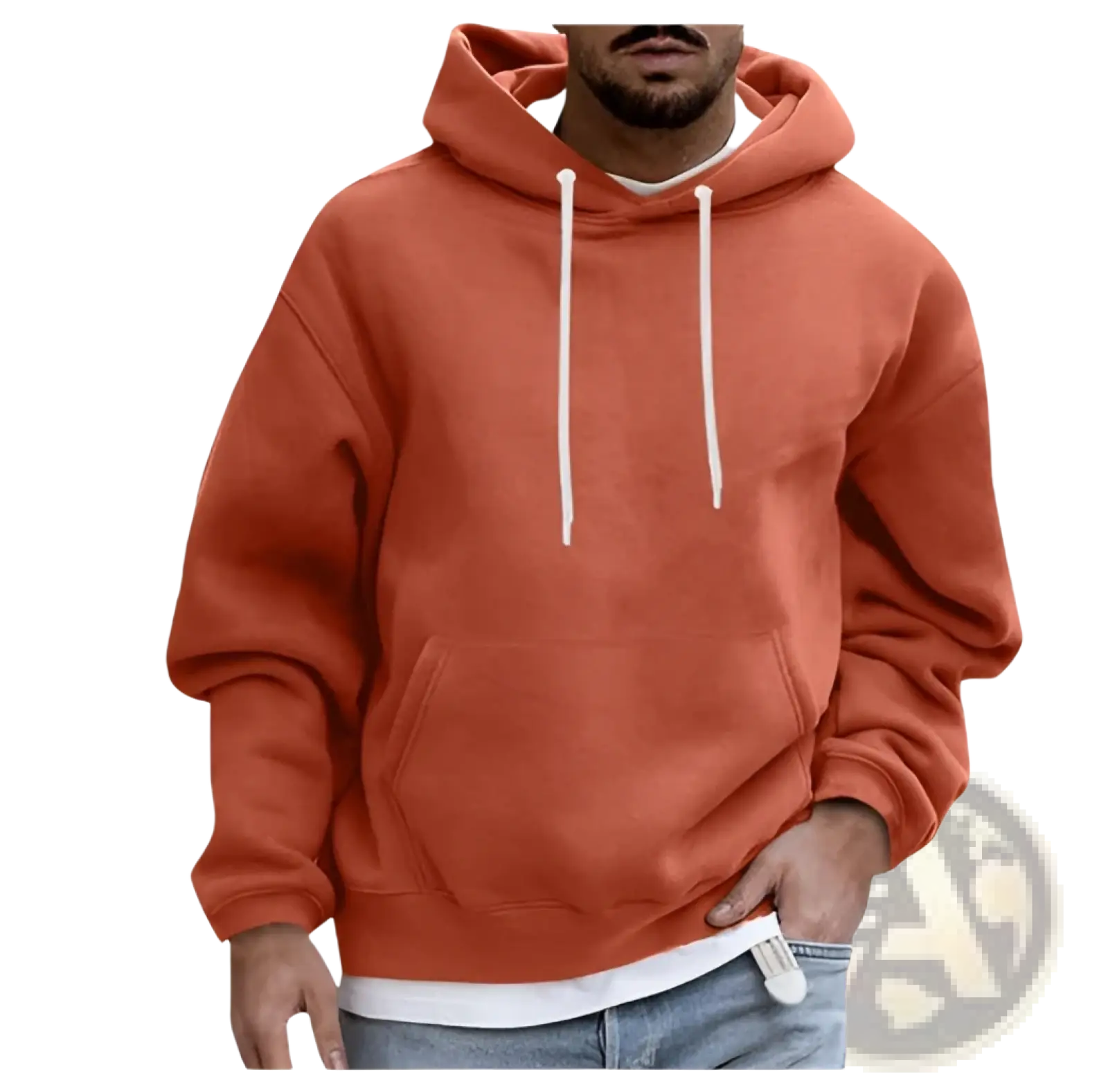 Men's Solid Drop Shoulder Pullover Hoodie